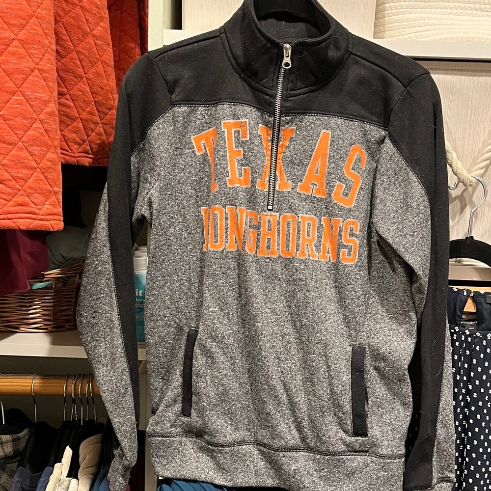 Texas Longhorns Gray and Black Quarter-Zip Sweater